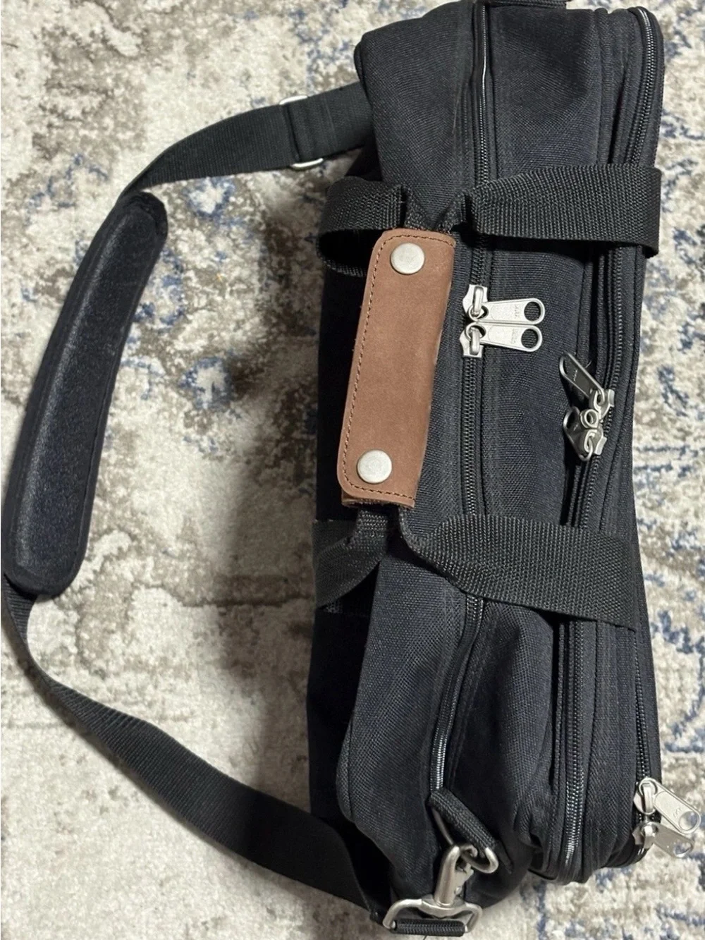 Vintage Eddie Bauer Black Laptop Brief with Brown Accent